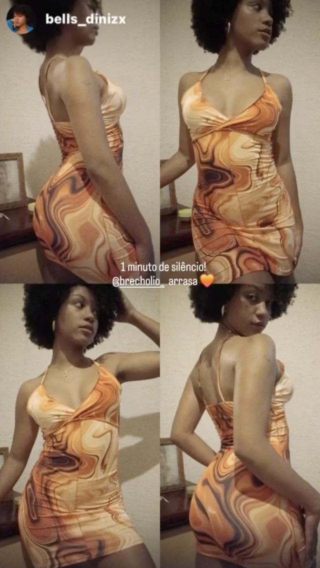 Vestido vintage marmorizado laranja