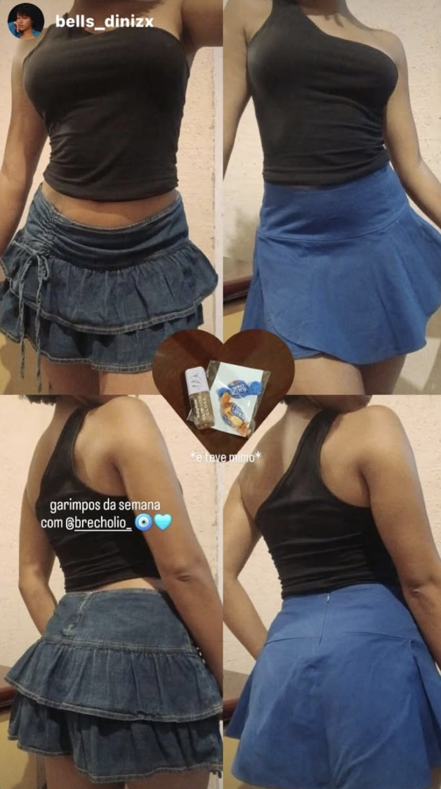 Garimpos da semana com saia jeans e azul